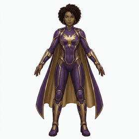 360° turntable of the caped superhero — locked camera, full rotation